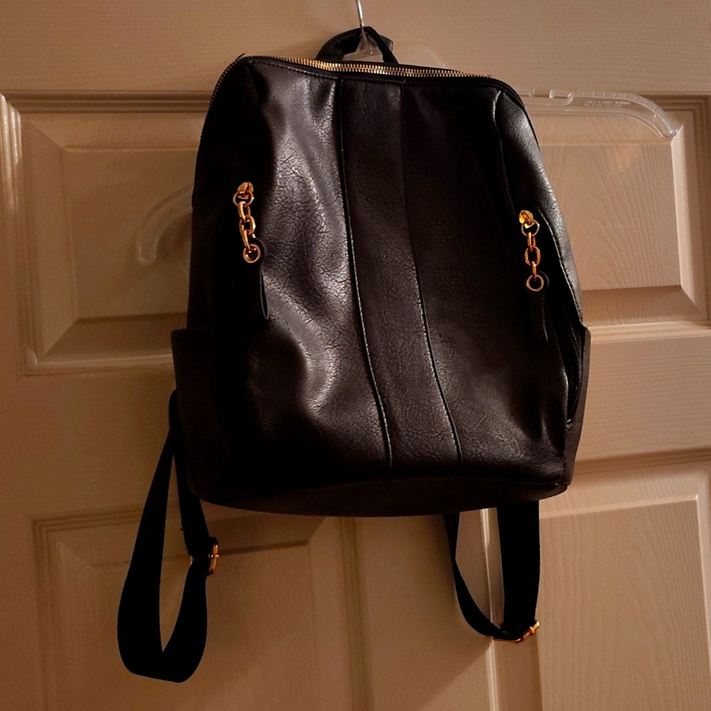 Faux leather small backpack